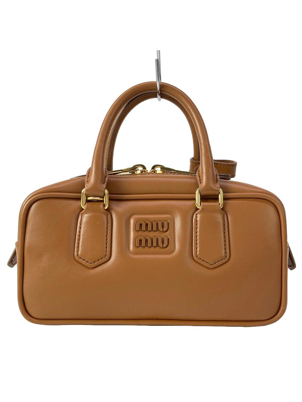 Miumiu Arkady Brown Leather Handbag #301808M21B - Picture 1 of 15